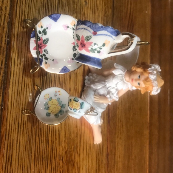 Two mini teacups and angel. All 3 - Picture 2 of 2
